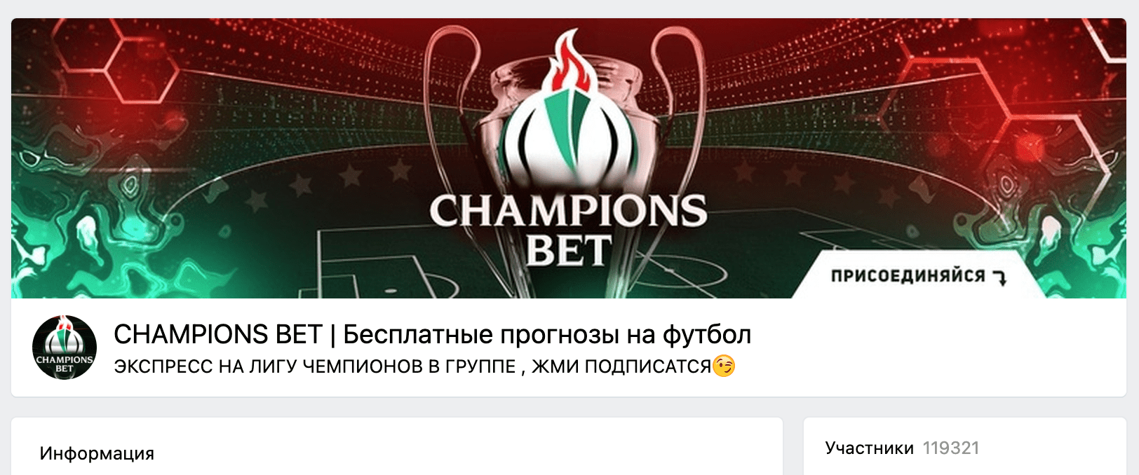 Группа ВК Егора Левицкого (проект Champions Bet)