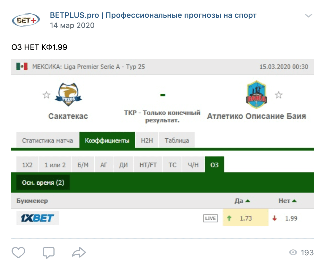 Прогноз от группы ВК Bet-Plus(Бет Плюс)