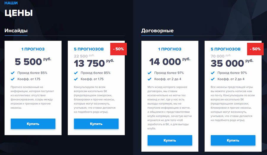 Ценовая политика сайта Masterbets.ru