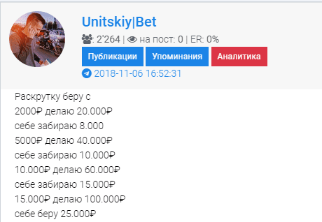 Раскрутка счета от Unitskiy Bet(Роман Юницкий)
