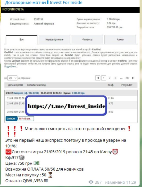 Стоимость прогнозов от Invest Inside