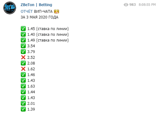 Стоимость прогнозов Zbeton