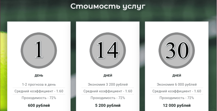 паритеннис тарифы