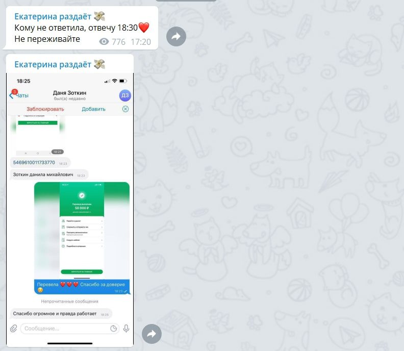 Канал Екатерина раздает - статистика выплат