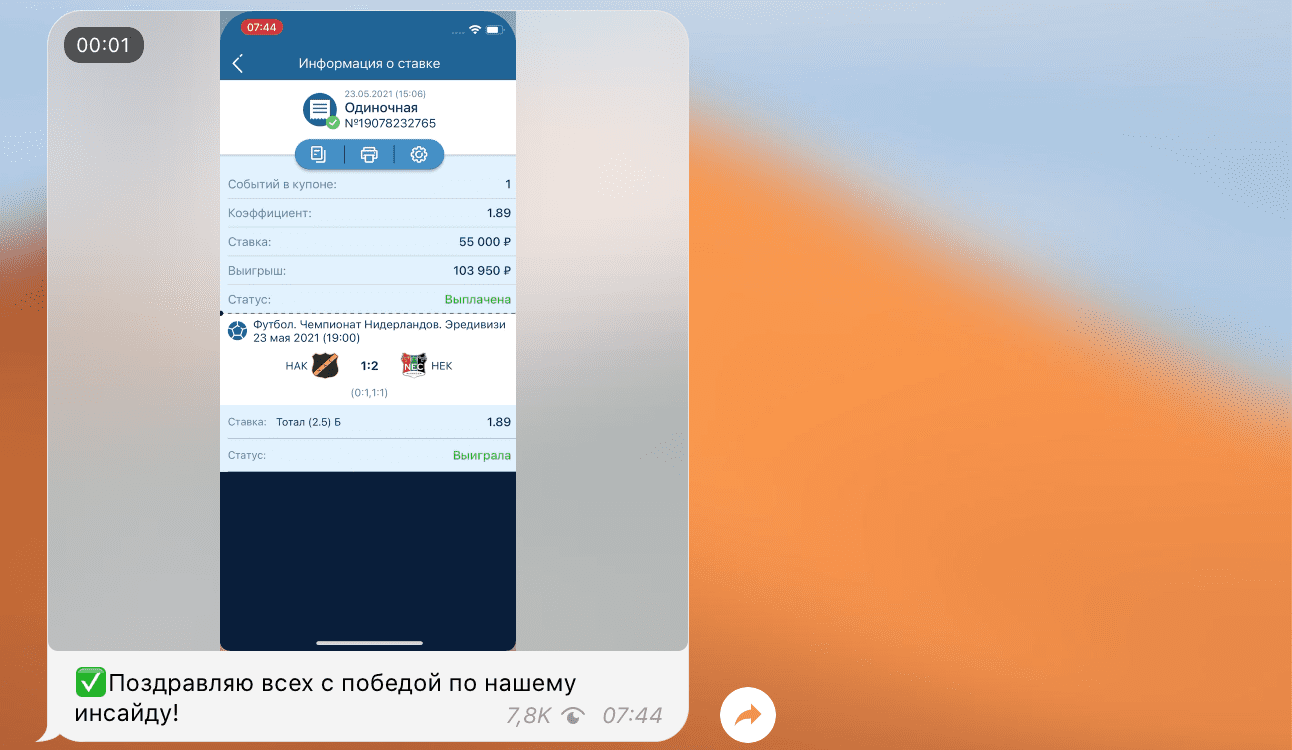 Отчет для статистики каппера