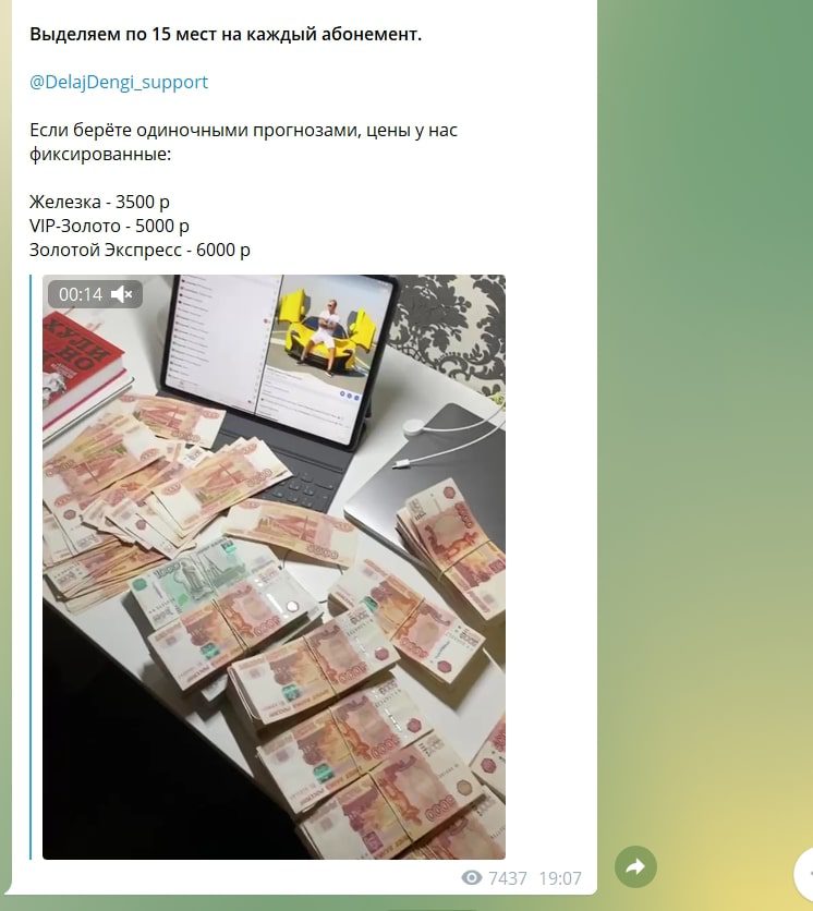 Стоимость услуг проекта Делаем Деньги в Телеграмм