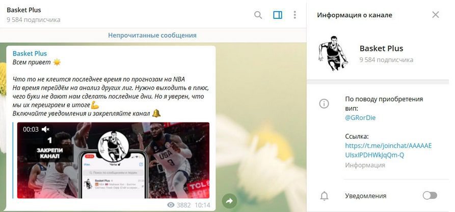Basket Plus - телеграмм канал проекта