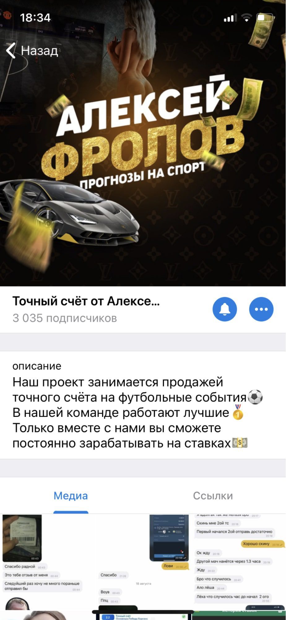 Телеграмм Точный счет от Алексея Фролова