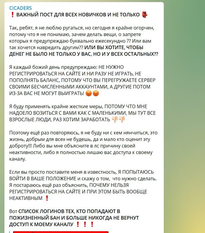 CICADERS телеграмм поект