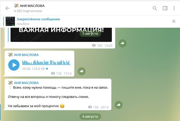 Схема работы Телеграмм канала Аня Маслова