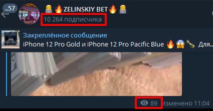 Просмотры и подписчики Телеграмм ZELINSKIY BET