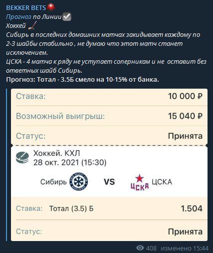Прогнозы в Телеграмм BEKKER BETS