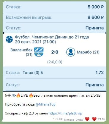 Телеграмм Ставки от Миланы