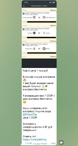 Телеграмм Ставки от Миланы - цены
