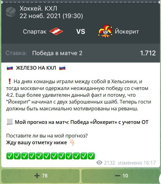 Статистика на телеграм-канале Soft Bet