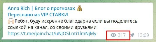 Просмотры канала каппера Anna Rich | Блог о прогнозах
