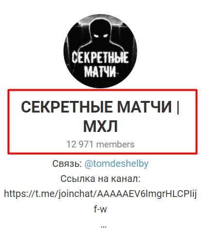 Секретные матчи МХЛ – канал в Телеграм