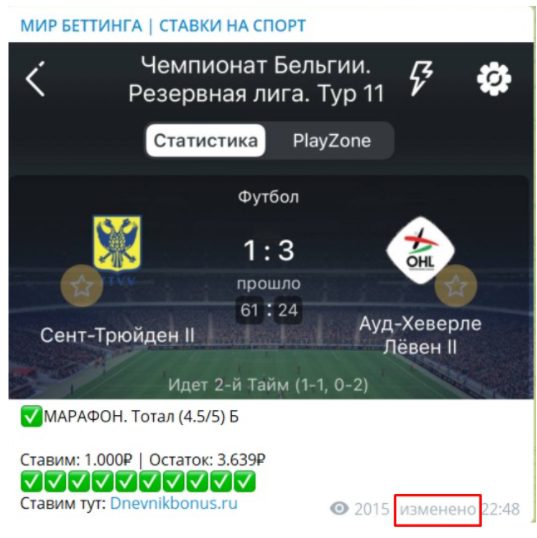 Мир Беттинга | Ставки на спорт Телеграмм - статистика