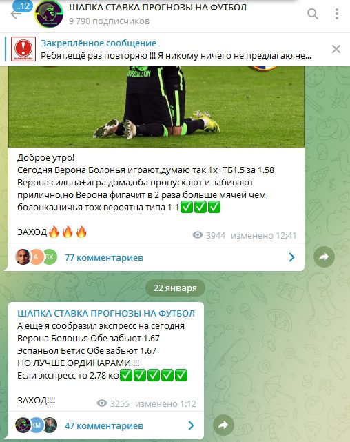 Прогнозы от Шапка Ставка