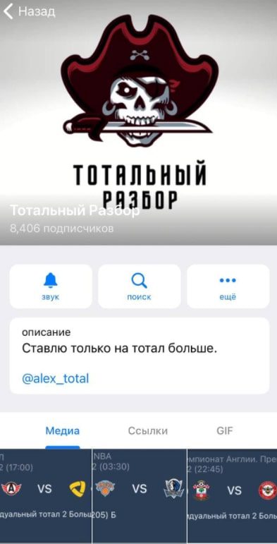 Телеграмм Каппер Тотальный разбор