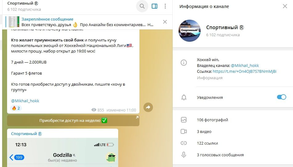 Канал в Телеграм Спортивный