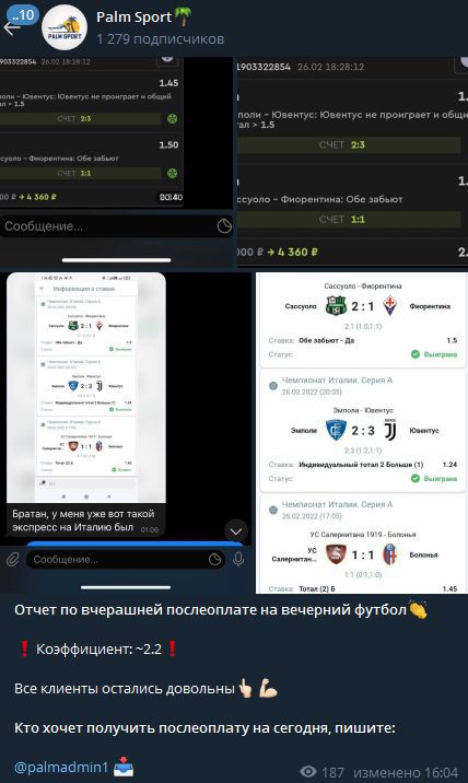 Каппер Palm Sport - отчет