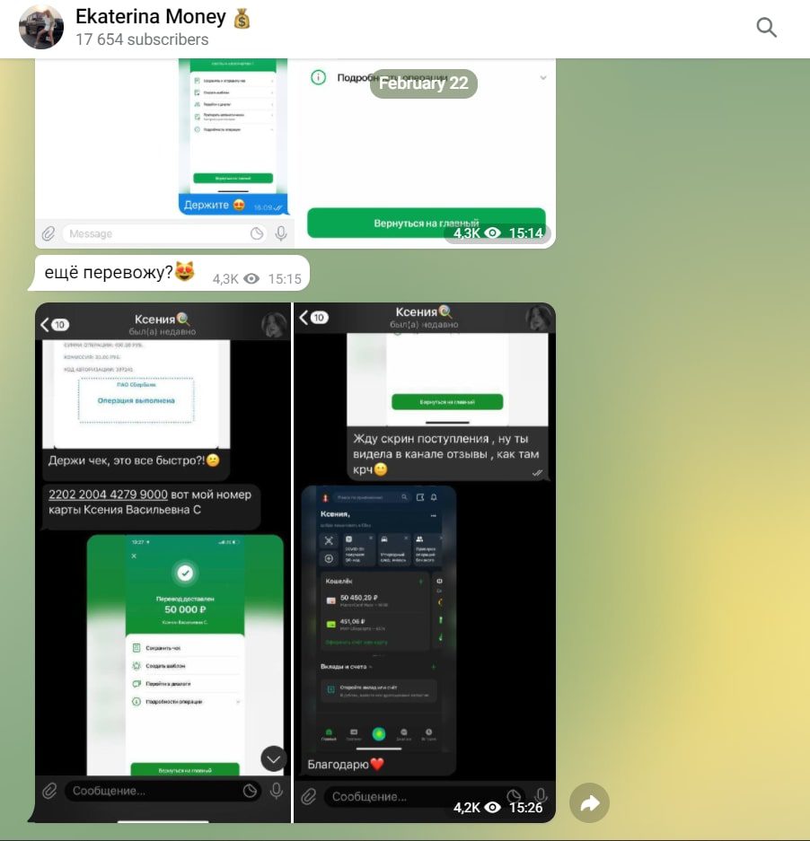 Телеграмм канал Ekaterina Money