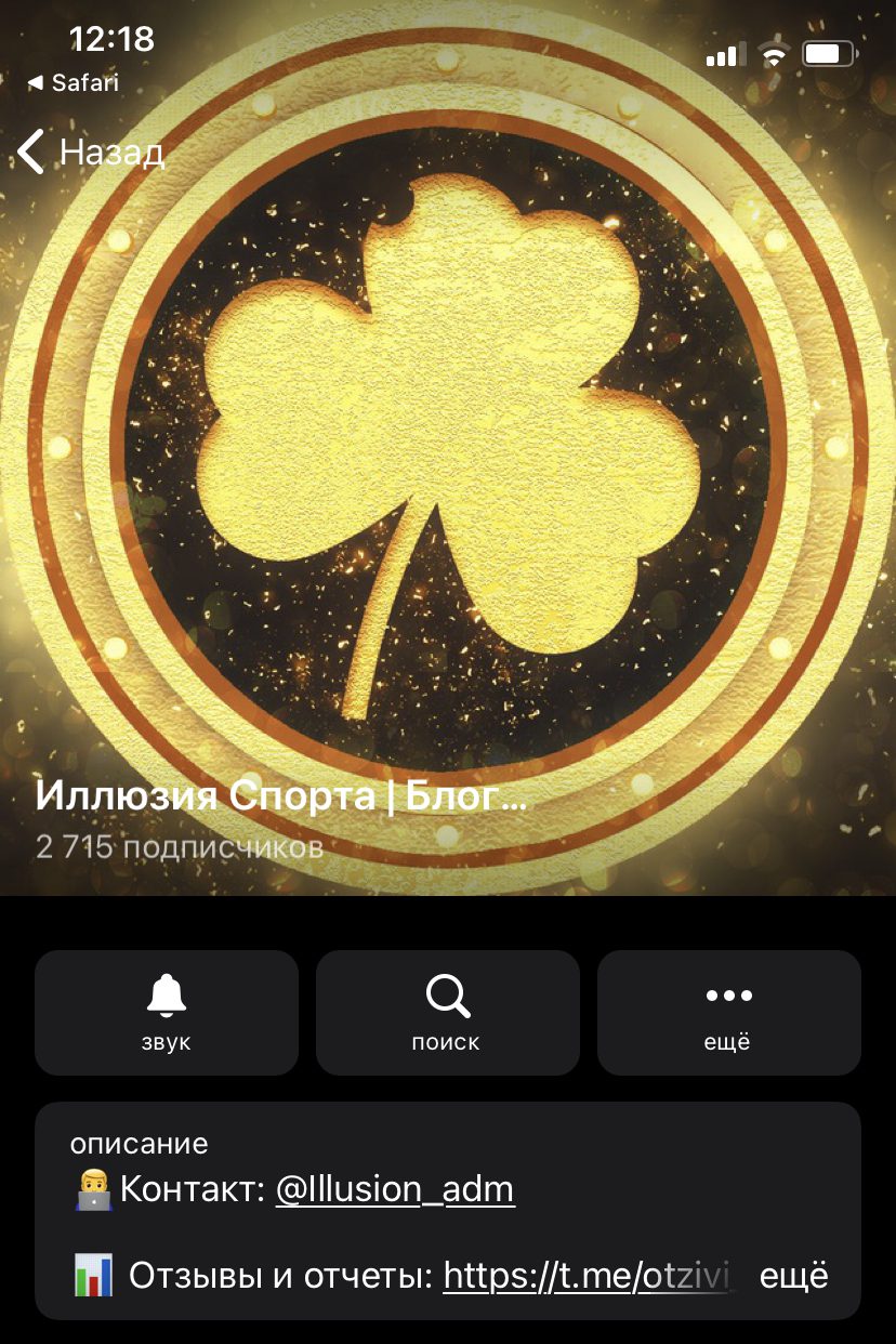 Телеграмм Иллюзия Спорта каппер