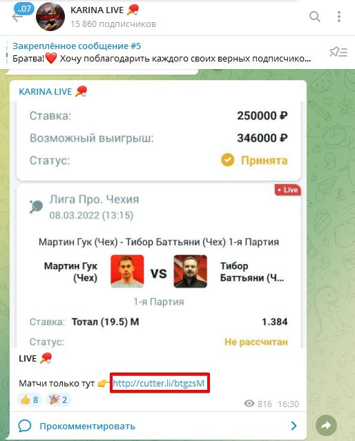 Karina Live Телеграмм - ставки на спорт