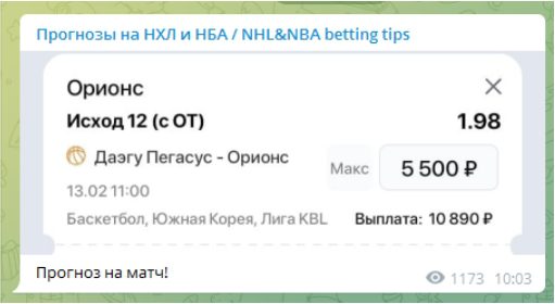 Телеграм Прогнозы на НХЛ и НБА
