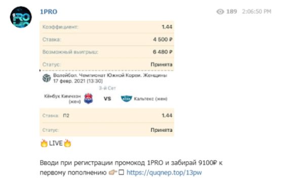 Услуги 1PRO в Телеграмме