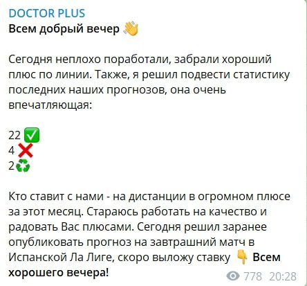 Статистика на канале DOCTOR PLUS