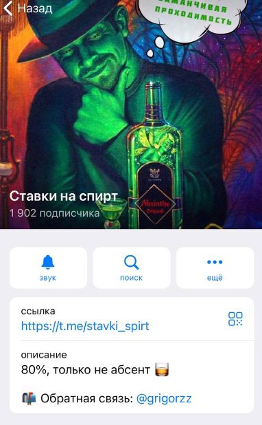 Телеграмм Ставки на спирт