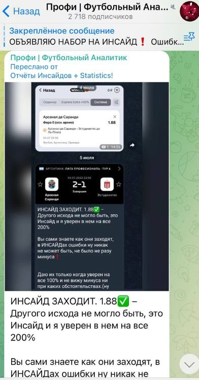 Статистика на канале Профи Футбольный Аналитик Дон Периньон