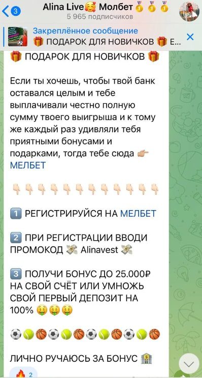 Реклама БК от Alina Live