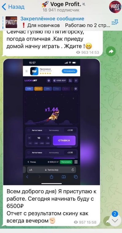 Статистика на VOGE PROFIT Телеграмм