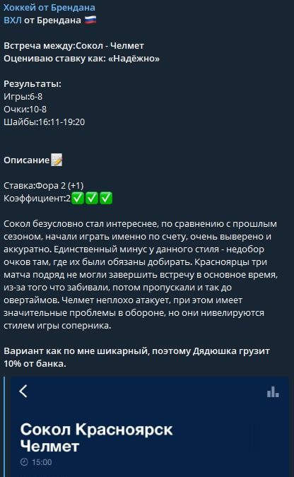 Ставки от Хоккей от Брендана