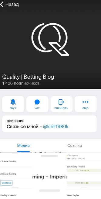 Телеграмм канал QUALITY BETTING