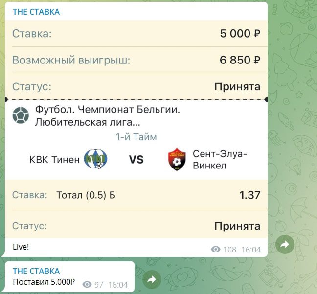 Канал THE СТАВКА в телеграмме