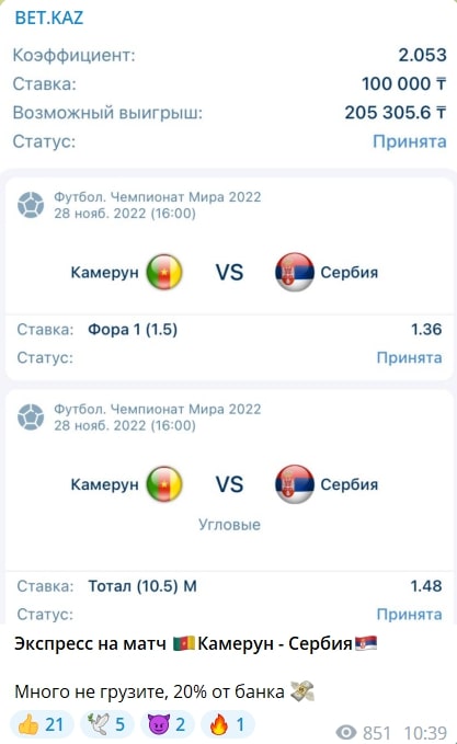 Телеграмм канал BET.KAZ