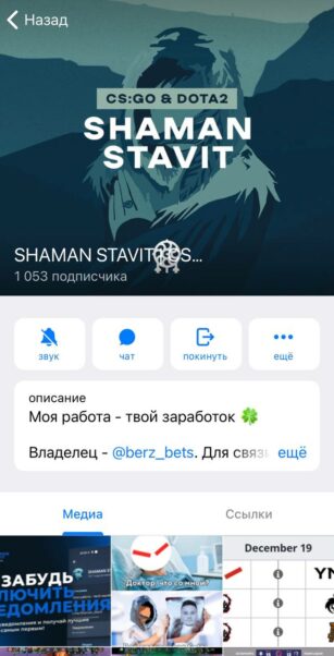 Телеграмм SHAMAN STAVIT