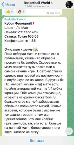 Basketball World телеграмм проект