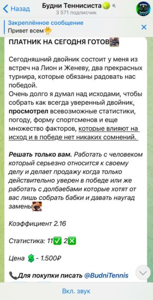 Будни Теннисиста статистика