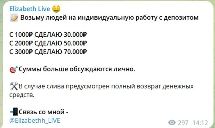 Elizabeth Live инвестирование