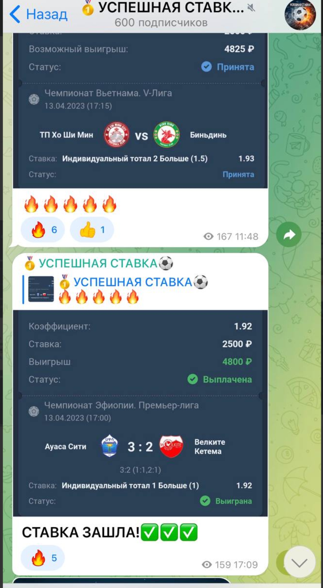 Успешная ставка отчет