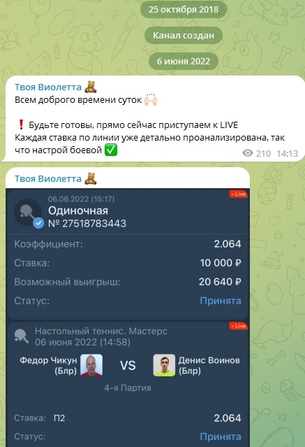 Твоя Виолетта ставки