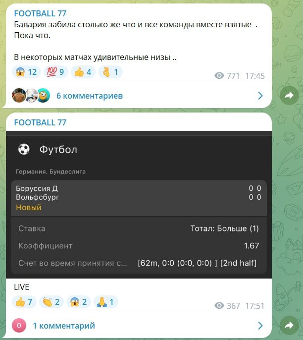 Канал Футбол 77 в телеграмм