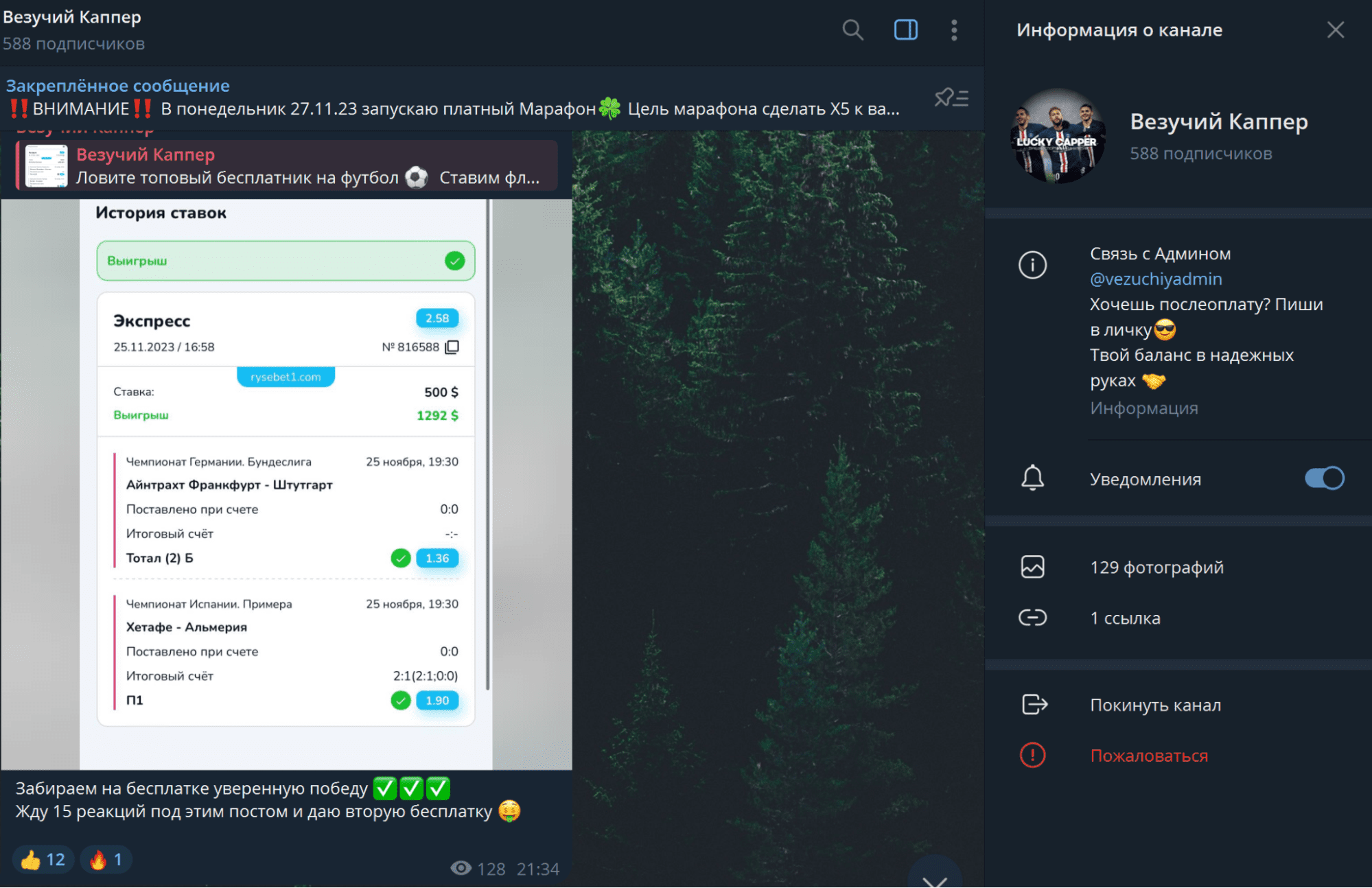 Телеграмм Везучий Каппер