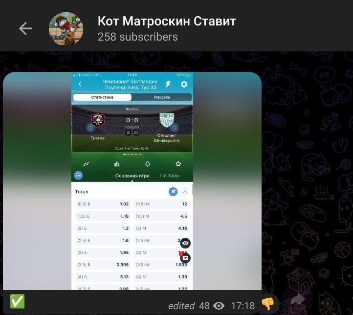 Кот Матроскин Ставит телеграм пост прогноз