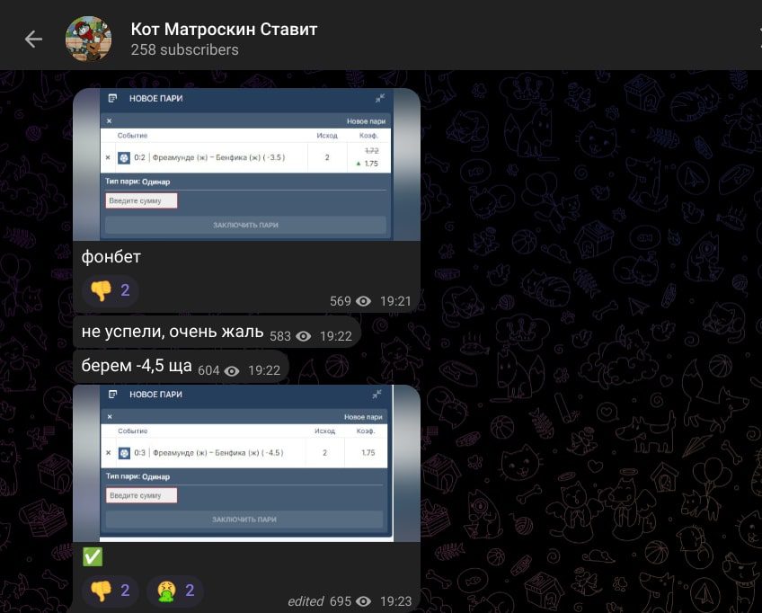 Кот Матроскин Ставит телеграм пост прогнозы